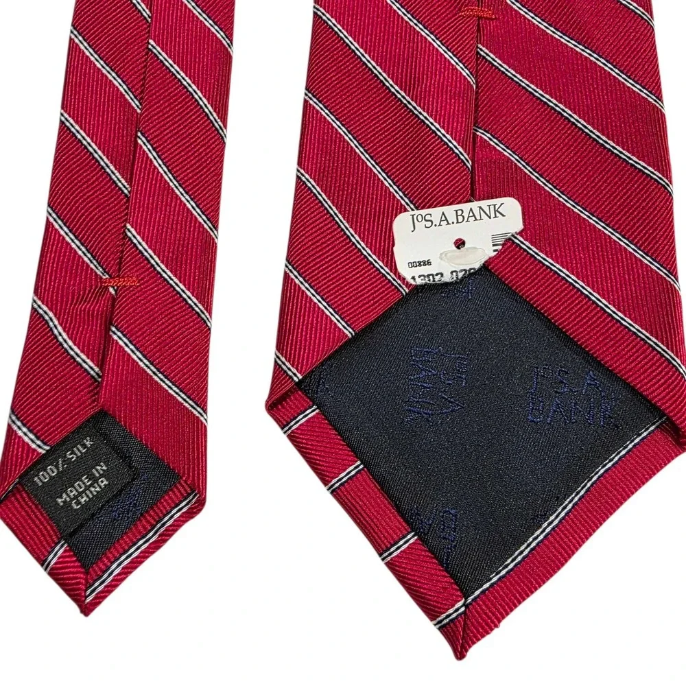JOS. A. BANK Executive Collection Red Striped Silk Necktie‎ Mens Fashion New